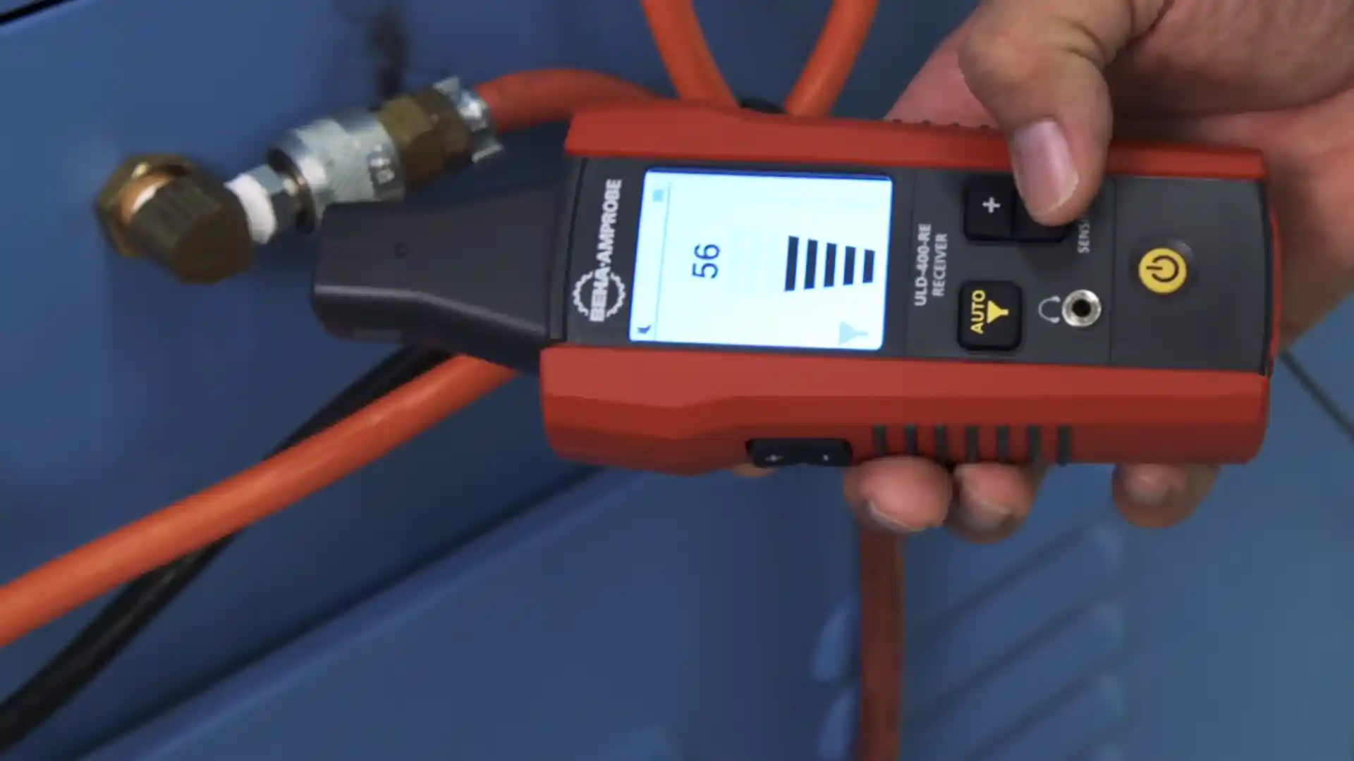 ultrasonic detection gun scanning a pool equipment pad pump in a Salisbury Heights backyard