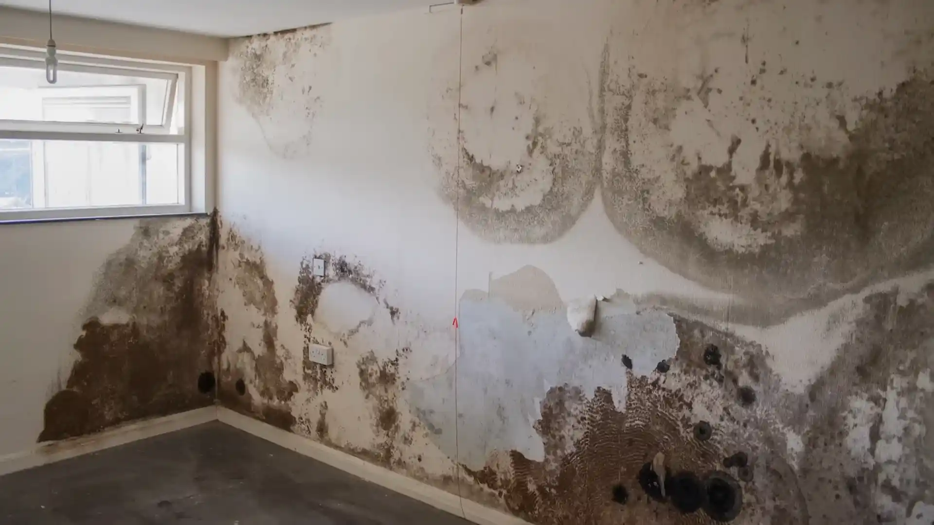 moisture meter against a Pinery interior wet wall near a bathroom